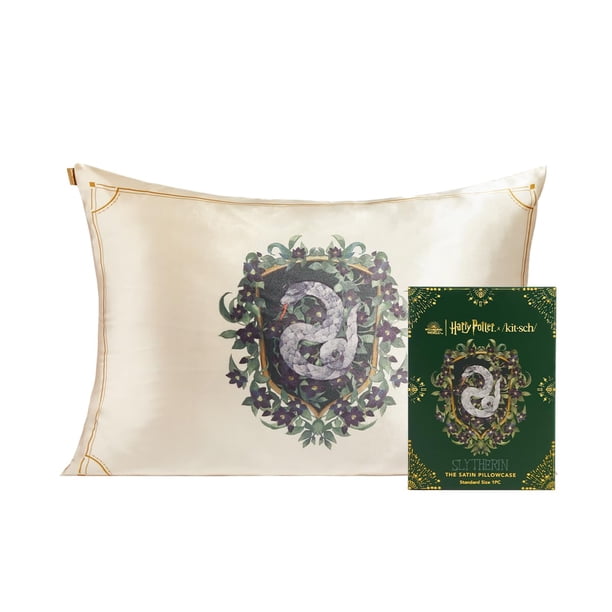 Funda de almohada Kitsch x Harry Potter Slytherin Satin Queen/Standard