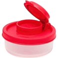 thumbnail image 1 of Salt and Pepper Shakers, Moisture proof Lids Small Mini Salt Shaker to go Camping Picnic Outdoors Kitchen Lunch Boxes Travel Spice Set Clear with Red Covers Plastic Airtight Spice Jar Dispenser (1 PC), 1 of 5