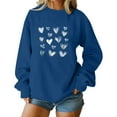 thumbnail image 4 of Mceream Valentines Chandails en Molleton pour Femmes Mode Imprimé Cœur Graphique Manches Longues Chemises Col Rond Surdimensionné Chandail Grande Taille Bleu G, 4 of 5