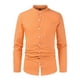 thumbnail image 1 of Blusa y camisa de manga larga con cuello alto para hombre, color liso, informal, con cuello alto, bolsillo, botones, camisa de manga larga, blusa para hombre, 1 of 2