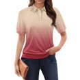 thumbnail image 5 of Yubnlvae 2025 Women's Trendy Summer Collared Blouses - Short Sleeve, Wrinkle-Resistant, Lightweight for Vacation & Office Casual Watermelon red XL, 5 of 7