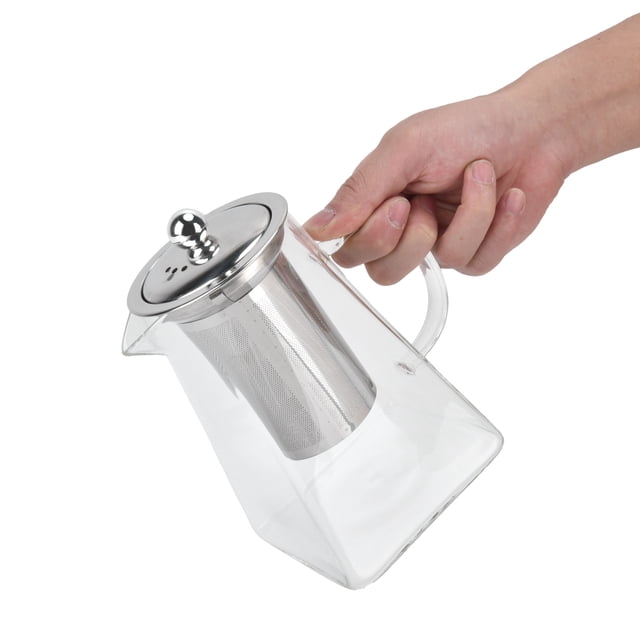 Tetera De Vidrio, Tetera De Vidrio Transparente, Tetera Resistente Al Calor, Tetera Apta Para Estufa, Jarra Infusora De Té, Tetera Con Filtro De Malla Extraíble Para Hotel De