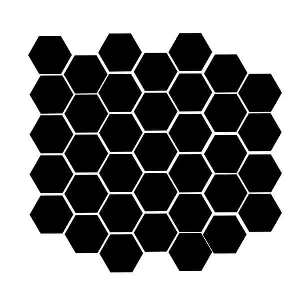Matsuzay Paquete de 36 pegatinas hexagonales para espejo, autoadhesivas transparentes, adorno de espejo colgante de alta viscosidad para Decoración del hogar Negro 36
