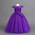 thumbnail image 6 of Ticikt Girls Dress Sloping Bridesmaid Wedding Princess Children's Bow Birthday Ball Party Show Evening,Color:Purple,Size:11-12 Years, 6 of 7
