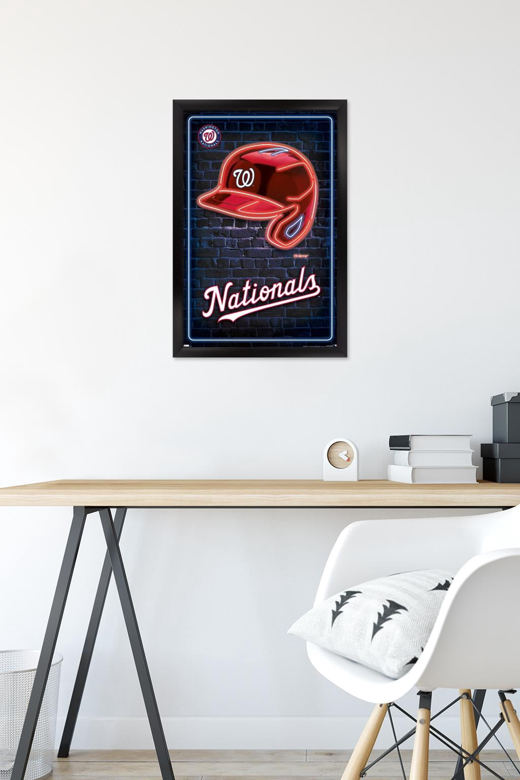 MLB Washington Nationals - Neon Helmet 23 Wall Poster, 14.725" x 22.375" Framed
