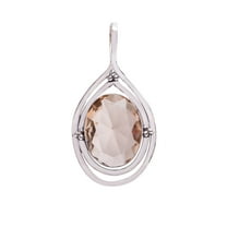 Morganite Gemstone 925 sterling Silver Pendant, Length 1.75", Gift For Her, Silver Handmade Jewelry, Morganite Pendant, Champagne Pendant, Oval Pendan