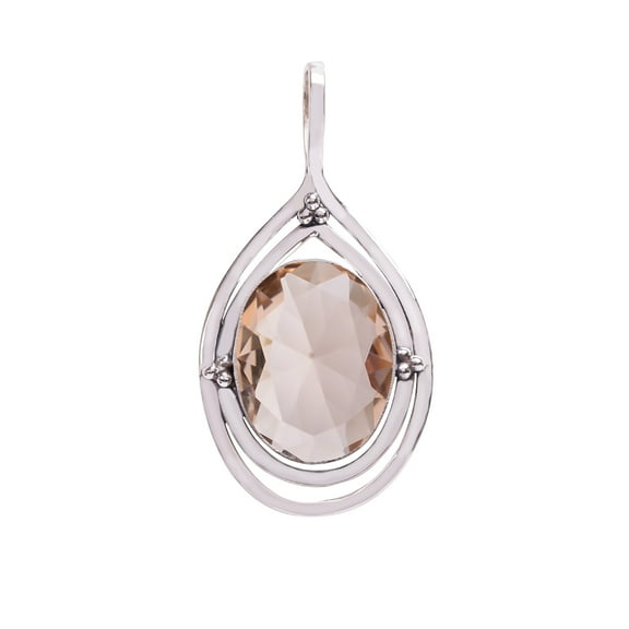 Morganite Gemstone 925 sterling Silver Pendant, Length 1.75", Gift For Her, Silver Handmade Jewelry, Morganite Pendant, Champagne Pendant, Oval Pendan
