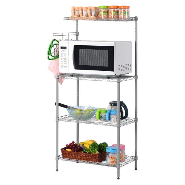 Ktaxon 4 Tier Microwave Stand Storage, Kitchen Wire Shelving Baker's