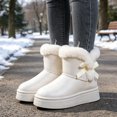thumbnail image 6 of Knivor Side Bow Platform Ankle Snow Boots for Women Suede Faux Fur Cuff Short Winter Booties Slip On Non Slip Thick Sole Indoor Outdoor Warm Cold Weather Shoes, 6 of 9