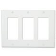 thumbnail image 3 of Maxxima 10 Pack 3 Gang Decorative Outlet Wall Plate - White, Standard Size Cover, Ideal for Light Switch, Outlets, Timers, or Dimmers - 10 Pack, 3 of 4