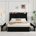 thumbnail image 2 of Huisuilinss Full Size Bed Frame With Charging Station,Upholstered Queen Bed Frame With 4 Storage Drawers And Wingback Storage Headboard,Diamond Stitched Button Tufted Design,No Box Spring Needed, 2 of 9