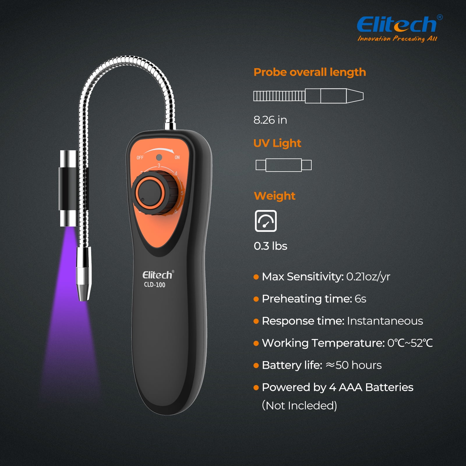 Elitech Refrigerant Leak Detector CLD-100 Freon Leak Detector Car HVAC Halogen Refrigerant Leak Detector CFCs HCFCs HFCs