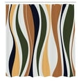 thumbnail image 3 of Ambesonne Vintage Shower Curtain, Retro Stripes Funky Print, 69"Wx70"L, Evergreen Caramel, 3 of 3