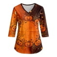 thumbnail image 2 of LNZGNM Halloween Womens Scrub Top V Neck Pocket Three Quarter Sleeve Easy Care Loose Fit Comfortable Stretch Clinic Medical Duty,Coffee(XXL), 2 of 6
