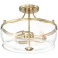 thumbnail image 2 of Possini Euro Design Alia Modern Ceiling Light Semi Flush Mount Fixture 14" Wide Warm Brass 3-Light Clear Glass Shade for Bedroom Living Room Hallway, 2 of 7