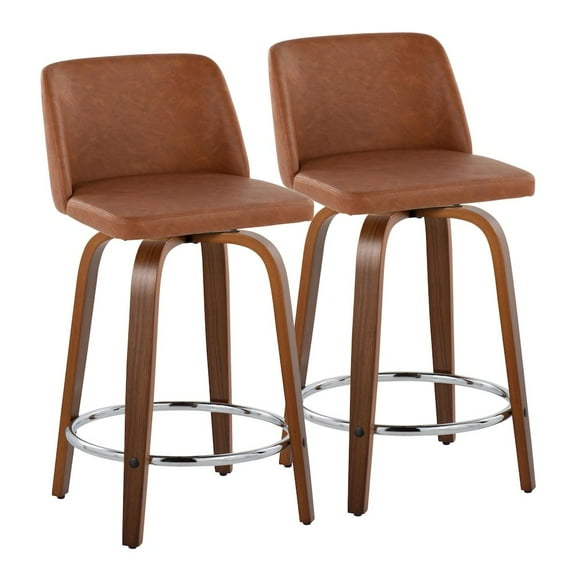 LumiSource Brown Toriano 24" Fixed-Height Counter Stool - Set of 2