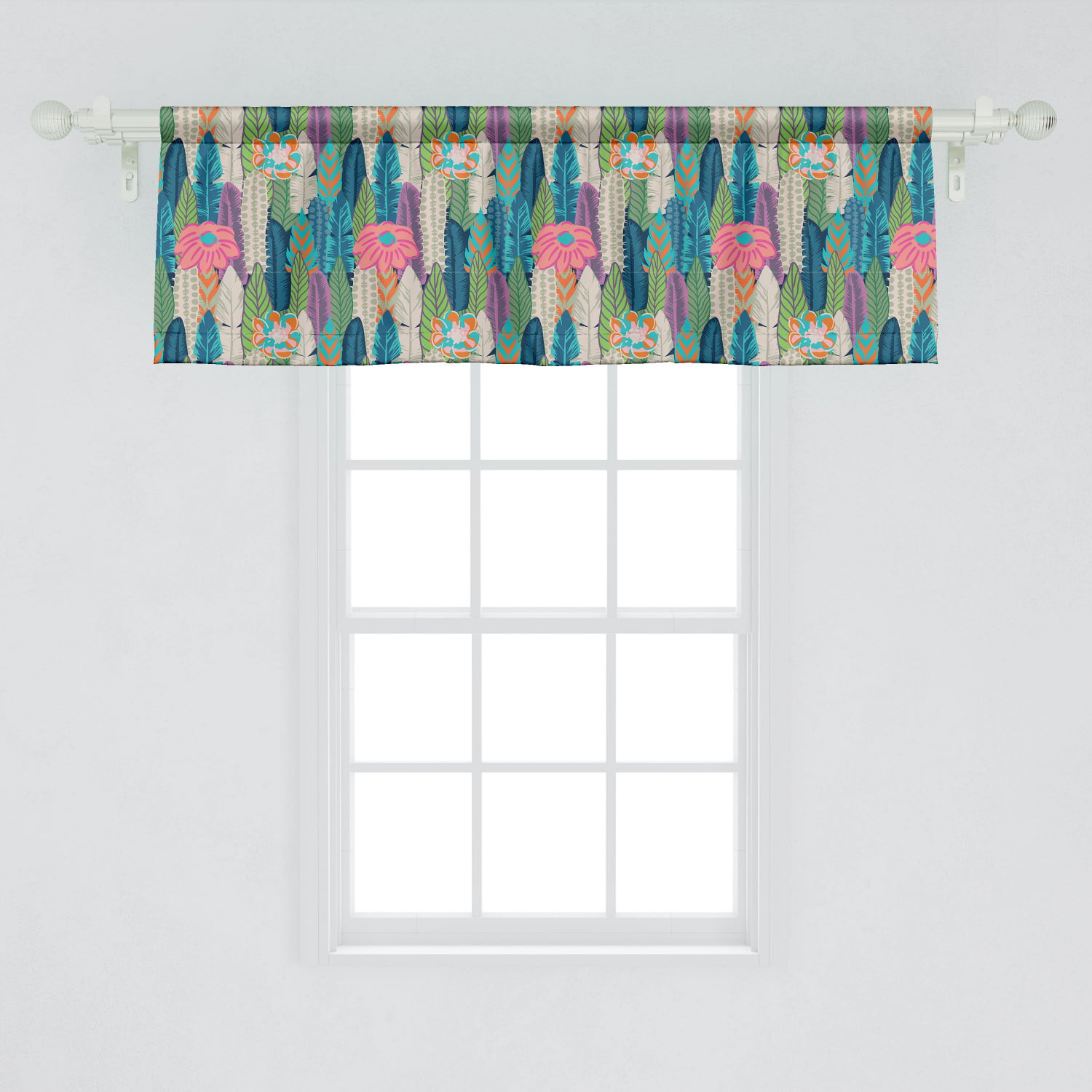 Ambesonne Cactus Window Valance, Pastel Succulents Flowers with Exotic ...
