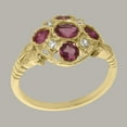 thumbnail image 2 of LBG British Made 10k Yellow Gold Natural Pink Tourmaline & Diamond Womens Promise Ring - 33 size options - Size 9.5, 2 of 6