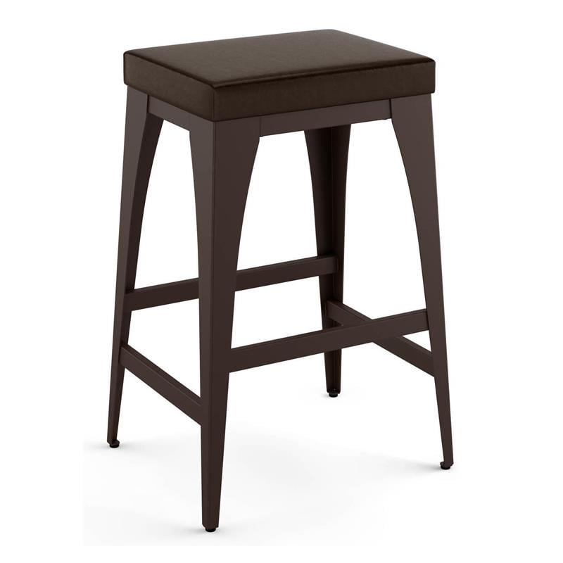 Amisco Abbott 27.5" Faux Leather Counter Stool with Brown Legs in Dark