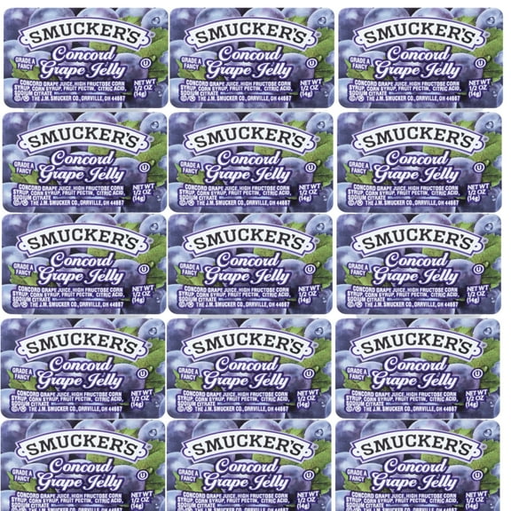 Smucker's Concord Grape Jelly 30 Count – 0.5 oz Single-Serve Cups, Back to School, Lunchbox Snacks, Portion Control, Shelf-Stable, Breakfast, Travel-Ready Jelly