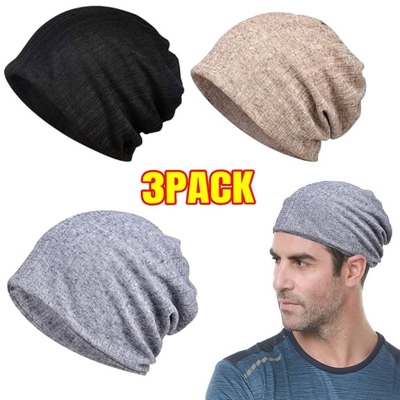 3 PCS Man Women's Summer Lightweight Breathable Slouchy Beanie Hat Thin Baggy Skull Cap Loop Circle Scarf