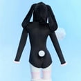 thumbnail image 4 of MOBBUNNY Cute Bunny Furry Romper for Women Black Rabbit Bodysuit with Choker Tail and Stocks, 4 of 9