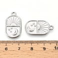 thumbnail image 3 of 304 Stainless Steel Pendants Oval with Moon & Sun & Star Charm Anti-Tarnish Stainless Steel color 23x13x2mm Hole: 1.8~2mm, 3 of 3