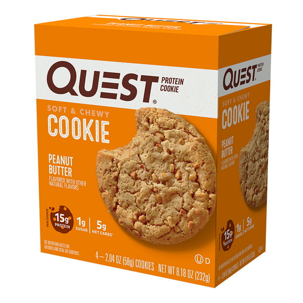 Quest Protein Cookie, Peanut Butter, 16g Protein, 4 ct - Walmart.com