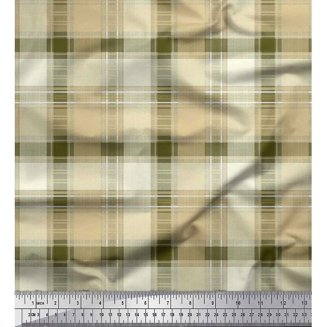 Soimoi Silk Fabric Gingham Check Fabric Prints by Yard 42 Inch Wide