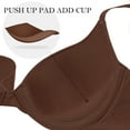 thumbnail image 5 of Wingslove Women's Push up Bra Underwire Seamless Comfort Lightly Padded Plunge T-Shirt Bra, Chocolate 36D, 5 of 6