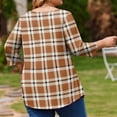 thumbnail image 5 of TQWQT Plus Size Plaid Tunic for Women 3/4 Sleeve Flowy High-Low Hem Shirt Ideal for Work Layering Jeans Leggings Daily Wear 3XL, 5 of 5