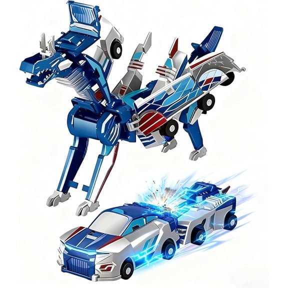 Magnetic Dinosaur Transformer Cars - Collision Transforming Dinosaur Toy Vehicles That Convert to Dinosaurs, Perfect Christmas Birthday Gift for Kids