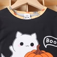thumbnail image 6 of Bellafa Baby Girl Halloween Outfit Ruffle Long Sleeve Crew Neck Pumpkin Ghost Print Tops Shirt+ Bell Bottoms Toddler Fall Outfits, 6 of 8