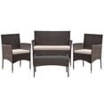 thumbnail image 4 of Vineego 4 4PCS Patio Furniture Set Outdoor Conversation Rattan Chairs with Cushion and Loveseat Glass Table for Garden Backyard Porch, Brown/ Beige, 4 of 7