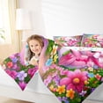 thumbnail image 7 of Erosebridal Pink Kawaii Axolotl 7-Piece Bedding Comforter Set,Colorful Cute Flower King Bedding Sets For Girl Kids,Reversible, 7 of 7