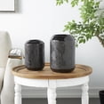thumbnail image 2 of DecMode 8", 11"H Black Ceramic Vase with Geometric Etchings, Set of 2, 2 of 12