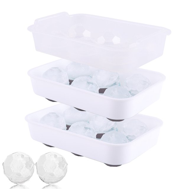 uds máquina para hacer bolas de hielo de whisky, bandeja de hielo de esfera grande de silicona reutilizable con tapas para Bourbon, whisky, brandy, regalos para hombres