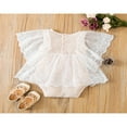 thumbnail image 3 of Barboteuse Tricotée pour Bébés Garçons Filles, Mignonne, Manches en Dentelle, Col, Couleur Unie, Justaucorps, Robe Tutu, 3 of 7