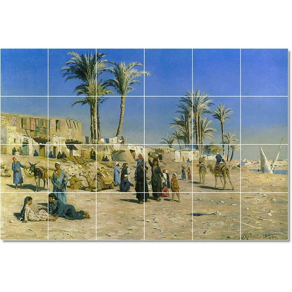 Ceramic Tile Mural-Peder Mork Monsted Historical Tile Mural Commercial Construction. 25.5" w x 17" h using (24) 4.25 x 4.25 ceramic tiles