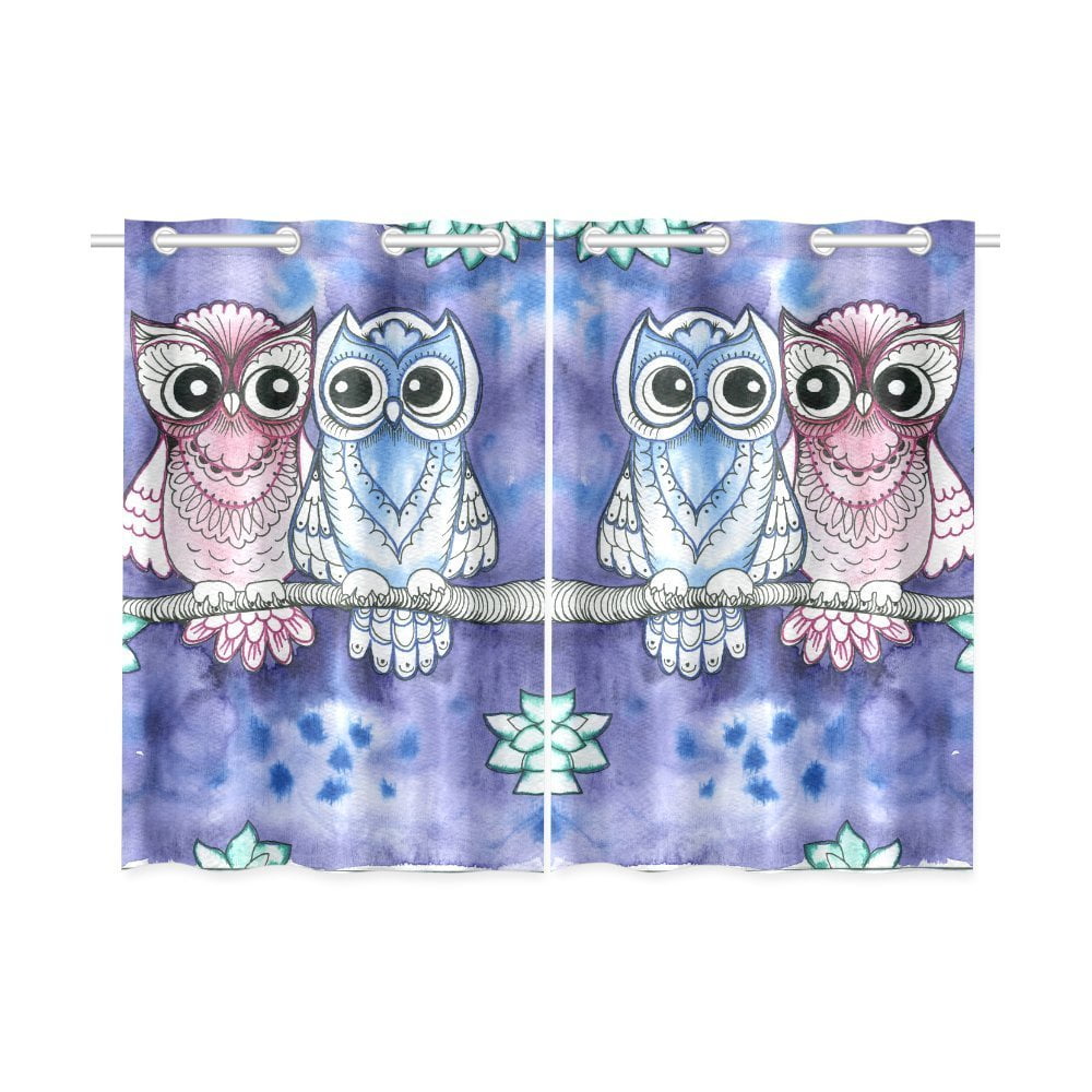 MYPOP Two Lover Owls Window Curtain Kitchen Curtain 26x39 inches (Two ...