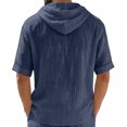 thumbnail image 5 of Men's Linen Hoodies Elbow Length Sleeve Pullover Hooded Shirts Summer Causal Beach Vacation Hoodies, 2XL, 5 of 7