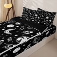 thumbnail image 3 of Manfei Cool Rocket Planet Zipper Twin Comforter Sets with Fitted Sheet and 2 Pillowcases,Cartoon Moon Stars Zipper Bedding Set,White Black,Black Reversible,4pcs, 3 of 8