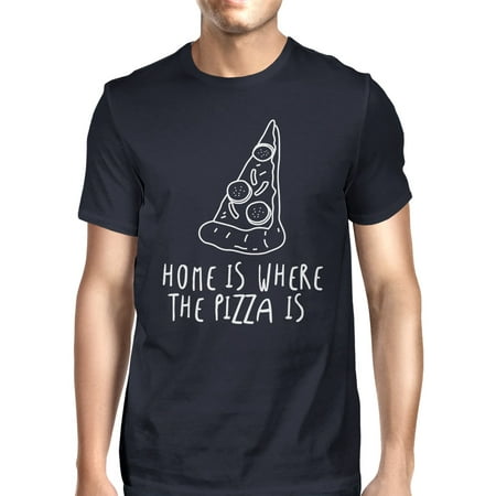 Home Where Pizza Is Men Navy T-shirts Funny Graphic Printed T-shirt
