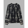 thumbnail image 6 of Womens Long Sleeve Button Down Cotton Linen Shirt Western Cowgirl Vintage Elegant Boho Floral Printed Blouses Black XXL, 6 of 10