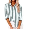 thumbnail image 5 of Button Down Shirts for Women Dressy Floral Printed Long Sleeve Blouse Business Casual Work Tops Summer Holiday Green XL, 5 of 9