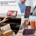 thumbnail image 4 of Ancove for iPhone 11 Pro Magnetic Case,[Compatible with Mag Safe],Shockproof Business PU Leather Ultra Slim Thin Case Cover with Built-in Kickstand for iPhone 11 Pro,Winered, 4 of 7
