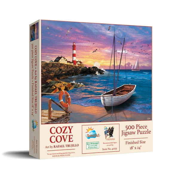 SUNSOUT INC - Cozy Cove - 500 pc Jigsaw Puzzle by Artist: Rafael Trujillo - Finished Size 18" x 24" - MPN# 42253