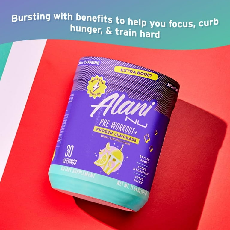 Alani Nu Pre-workout+ Powder, Frozen Lemonade, 30 Servings, 300mg