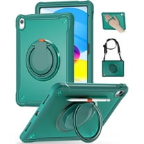 BRAECN for iPad (A16) 11th/10th Generation Case 11 inch 2025/10.9'' 2022 Handle Protective Cover 360 Rotating Ring Stand, Shockproof Dropproof Case for Kids Kickstand & Pencil Holder & Shoulder Strap
