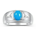 thumbnail image 1 of RYLOS Men's Rings Sterling Silver Classic 8X6MM Oval Gemstone &  Diamond Ring Turquoise December Birthstone Rings For Man Silver Rings Size 9, 1 of 7